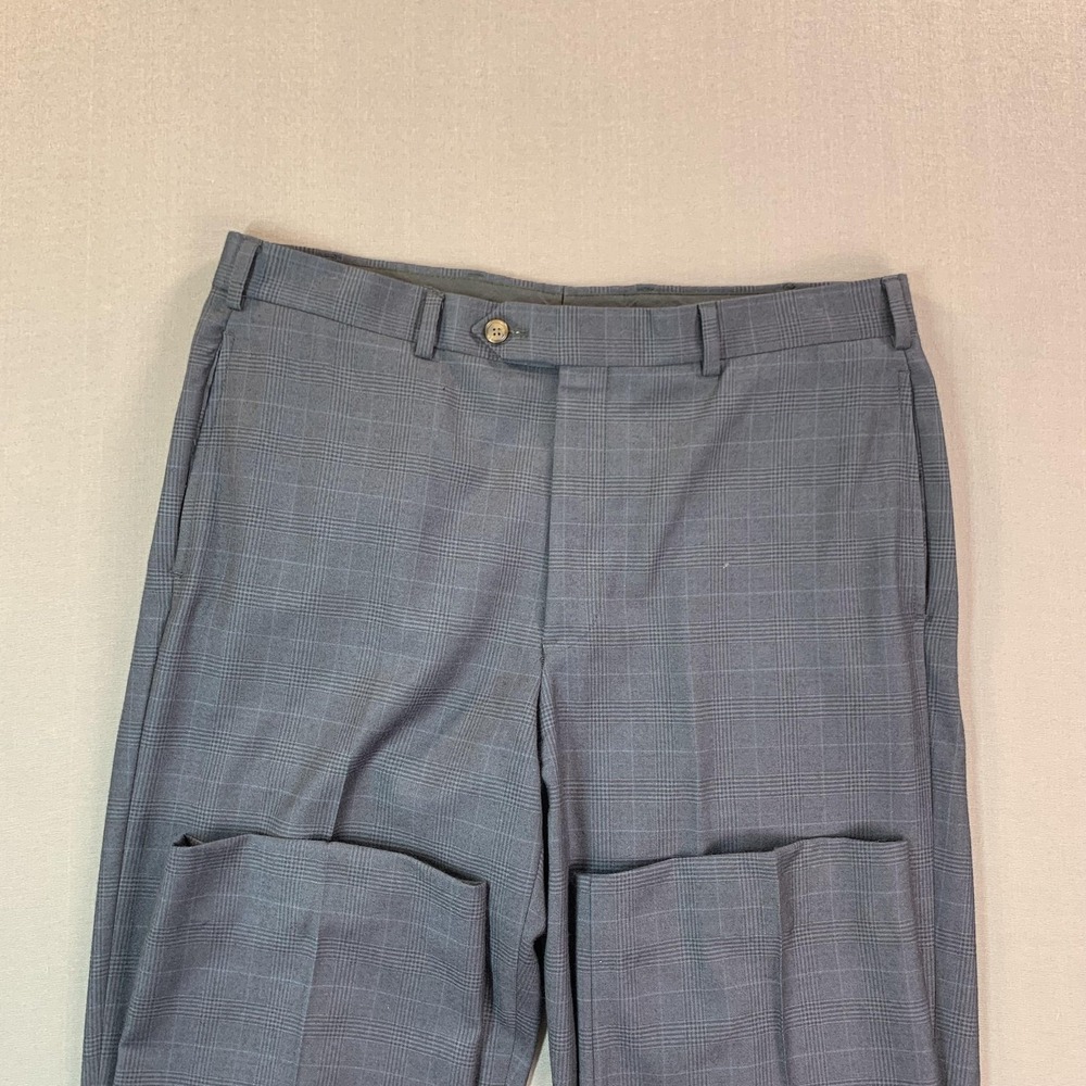 Brooks Brothers 346 Dress Pant Men 36x29* Navy Blue Prince of Wales Madison Wool